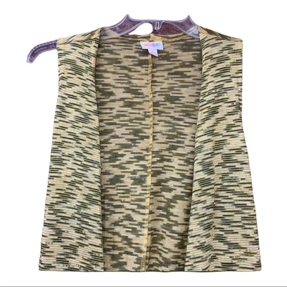 SzS Joy LulaRoe Green/Yellow Cardigan Vest NWT - Picture 2 of 7